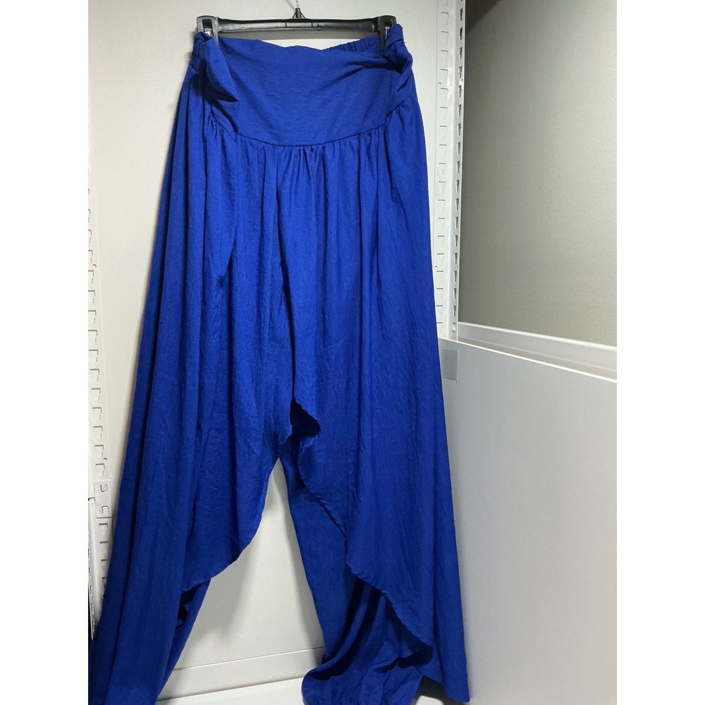 Zanzea Royal Blue Wide Leg Layered Wrap Pants Womens 4XL Boho Flowy Trousers